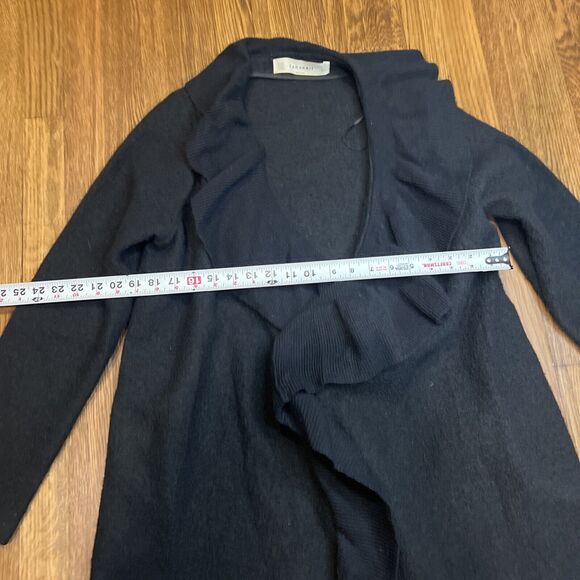 Zara ZaraKnit Black Boiled Wool Open Front Sweater Jacket Size L Large $130 - Picture 9 of 11